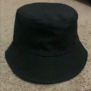 black bucket hat